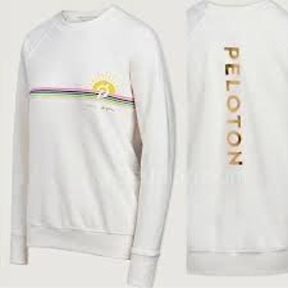 Spiritual Gangster PELOTON M Sweatshirt Gold Spellout On Back Sun On Front